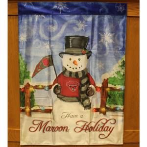 Image of FLAG MAROON HOLIDAY SNOWMAN 
