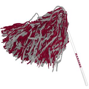 Image of Poms w/stick maroon & grey
