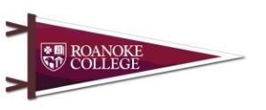 Image of Pennant - 9 x 24 Roanoke College in white w/crest